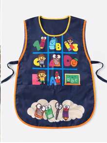 GABÁN ESCOLAR SUBLIMADO CON DISEÑO EDUCATIVO - azul real - Ver 1