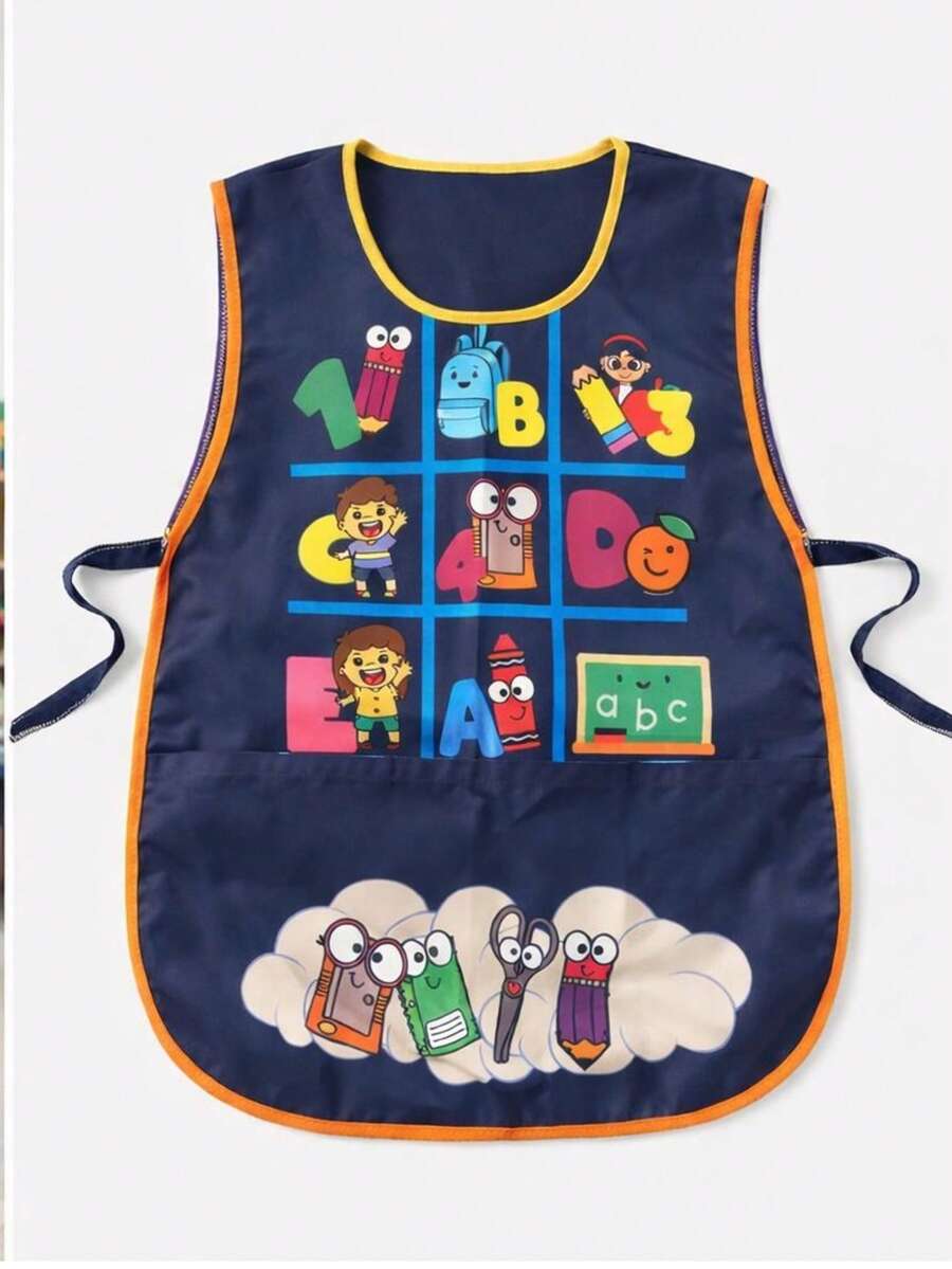 GABÁN ESCOLAR SUBLIMADO CON DISEÑO EDUCATIVO - azul real - Ver 1