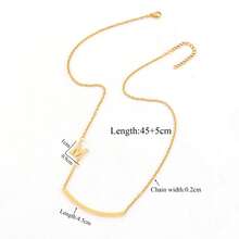 1pc New Simple Fashion Golden Initial Simle Tube Pendant Stainless Steel Chain Necklaces For Women - Yellow Gold - View 2