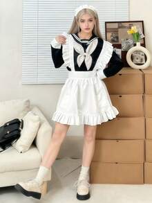 زي كوسبلاي موحد خادمة كاواييه ياباني قطعة واحدة، فستان أسود أساسي بأكمام طويلة، مناسب للارتداء اليومي، كروسبلاي، لوليتا، أنمي كوسبلاي، أداء المسرح - متعدد الألوان - مشاهدة 8