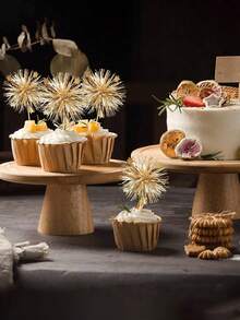 24个/2026个闪亮月亮和星星开斋节快乐纸杯蛋糕装饰，非常适合伊斯兰穆斯林主题派对蛋糕装饰，金色版 - 風格1 - 查看 2