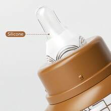 1个240毫升卡通小熊婴儿奶瓶，直筒带提手，防胀气宽口奶瓶，液体硅胶奶嘴，耐咬，适合日常使用 - 彩色 - 查看 4