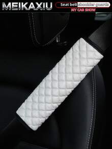 MEIKAXIU 1pc/2pcs PU Leather 3D Diamond Grid Car Seat Belt Shoulder Pads, Auto Interior Accessories - Bubble Checkered PU Leather - View 19