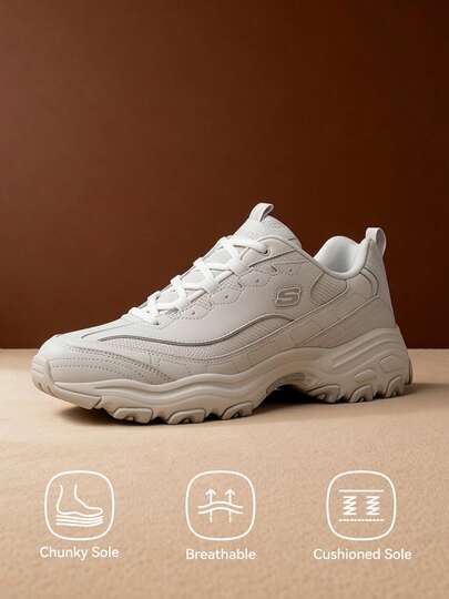 Skechers D'LITES系列轻质减震男士运动鞋，适合日常、户外、休闲、旅行，52675-NAT