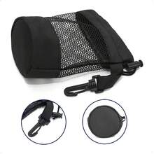 2 piezas de bolsas de almacenamiento para pelotas de golf, bolsas de almacenamiento para pelotas de ping pong, bolsas de almacenamiento portátiles con ganchos y cordones retráctiles. - Negro - Ver 5