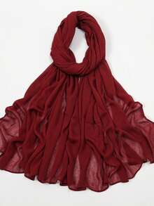 1pc Women's Solid Color Lightweight Elastic Pleated Headscarf, Fashionable Scarf, Soft & Casual Hijab, Beach Towel - A - View 8