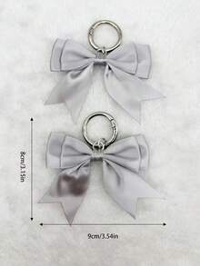 1对灰色丝带蝴蝶结吊坠鞋扣装饰，适用于项链、包包、钥匙扣装饰、DIY配件 - 灰色 - 查看 8