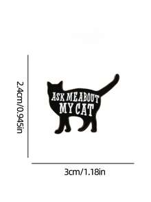 ASK ME ABOUT MY CAT Enamel Brooch Pin Fashion Decorative Brooches Ornaments Lapel Bag Badges Jewelry Gifts - Black and White - View 3