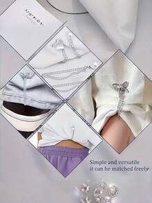 2pcs Solid Color Adjustable Shirt Clips For Women, Butterfly & Heart Decor - Instantly Shorten Sleeves, Suitable For Blouses, Dresses, Pants - Elegant Design, Multiple Colors, Butterfly Decoration - Multicolor - View 5