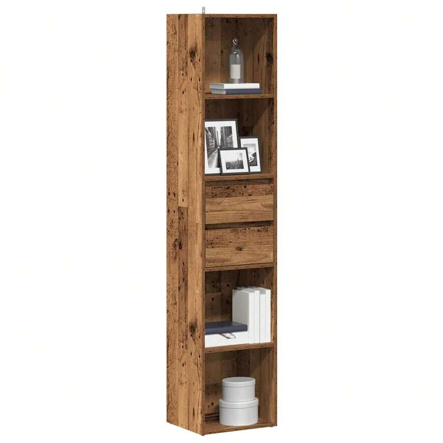 vidaXL Bibliothèque vieux bois 36x30x171 cm bois d'ingénierie - Tabac - Voir 1