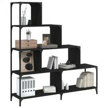 Biblioteca vidaXL de 4 niveles, color negro, 139x33,5x149 cm, madera de ingeniería. - Negro - Ver 1