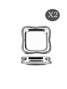 shoxil 1/2/Pcs Frosted Gilt Edged Cake Plate, Seasoning Plate, Butter Plate, Cup Holder, Square Cup Holder, Cup Mat, Dinner Plate, Date Plate, Candy Plate, For Home, Cafe, Ramadan - Tray - View 14