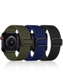 3 Packs Stretchy Solo Loop Band Compatible With Apple Watch Band 38mm 40mm 41mm 42mm 44mm 45mm 46mm 49mm For Women Men, Adjustable Sport Elastic Nylon Strap For Series Ultra/SE/10/9/8/7/6/5/4/3/2/1 - Multicolor 3 - View 8