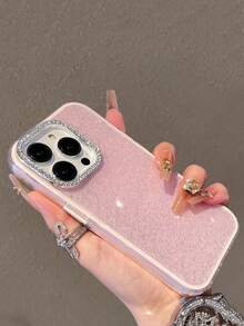 Luxury Glitter Rhinestone Glossy Soft Phone Case Compatible With IPhone17 16 15 14 13 12 11 Pro Max Plus Soft Shockproof Back Cover - Pink - View 2