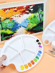 2pcs Large Thick Palette, Art Painting Watercolor Gouache Acrylic Color Mixing Tray - Multicolor - View 1