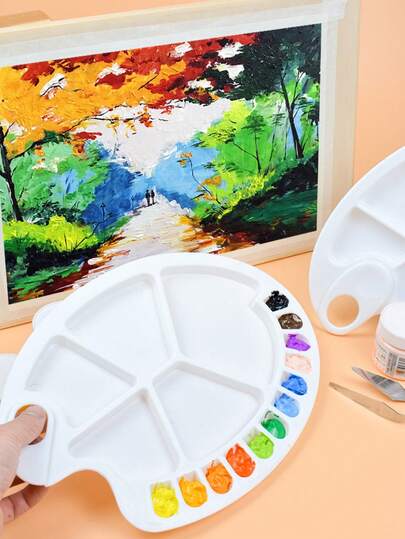 2pcs Large Thick Palette, Art Painting Watercolor Gouache Acrylic Color Mixing Tray