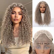 22inch Beige 13x4 Front Lace African Curly Wig, Made Of 100% Synthetic Fiber And High-Temperature Silk Material, Easy To Maintain, High-Temperature Fiber, Versatile Style For Daily Wear, Festivals, Parties, Weddings - Beige - View 1