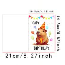1张趣味生日贺卡，附信封，可爱水豚生日贺卡，水豚双关语生日贺卡，送给他的/她的生日快乐贺卡 - 彩色 - 查看 2