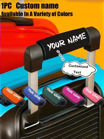 1 pieza Funda personalizada de asa de equipaje con nombre/texto de moda, Protector de asa de equipaje personalizado, Adecuado para varias ocasiones, Accesorio de viaje para vacaciones, También un regalo personalizado para familiares y amigos