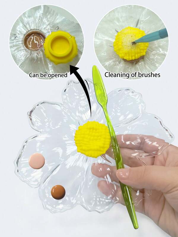 3pcs/Set Flower-Shaped Acrylic Multifunctional Transparent Palette, Used For Storing And Mixing Makeup Foundation, Nail Art Palette, Makeup Brush Cleaning, Storage And Light Protection, Specially Designed For Nail Artists And Makeup Artists.