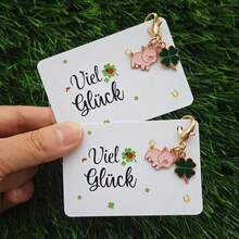 Lucky Four- Clover & Pig Keychain With German Luck - Cute Pig & Clover Suitable For Exams, School, Graduation, Birthday Parties - Multicolor - View 7