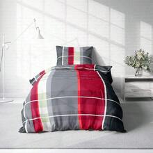 4 teilig Partner Bettwäsche Bettbezüge kariert anthrazit grau modern weiche Microfaser Kissenbezug 80x80 cm mit Reißverschluss - Dunkelrot-A - Übersicht 3