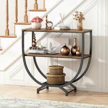 3 Tier Console Tables, 30" Height Entryway Table, Sofa Table Behind Couch, Industrial Entryway Furniture Entry Way TV Stand With Storage For Living Room, Hallway, Entrance, Rustic Brown - Brown - View 8