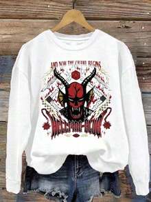 2026 Valentine Outfits For Women2026 Long Sleeve Tops WomenWinter Clothes Women's Fun Printed Street Retro, Simple Hellfire Club Print, Hip Hop Korean Style Comfortable Commuting Versatile Women's Clothing, Regular Niche Fashion Women's Y2K Clothing Punk Rock Hellfire Club Pattern, Women's Loose Round Neck Sweatshirt Loose And Comfortable Sweatshirt Long Sleeve TopsLoose And Comfortablesudaderas Para Mujer Parke SweatshirtLoose And Comfortablevalentine's Day - 杏色 - 查看 7