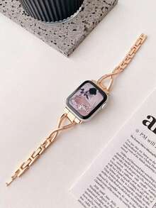 1pc Women's X-Shaped Metal Rhinestone Watch Band Compatible With 38/40/41/44/45/49/42/46mm Series 11/SE3/Ultra3/Ultra/SE/SE2/10/9/8/7/6/5/4/3/2/1