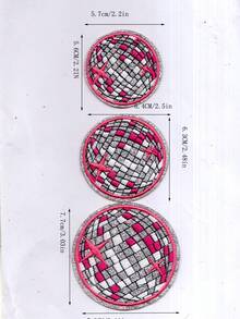 Disco Ball, Shiny Ball Pattern Cloth Patch, Cartoon Style Embroidered Sew-On Applique, DIY Craft, Suitable For Clothes, Shoes, Hats, Bags, Etc. - Pink - View 5