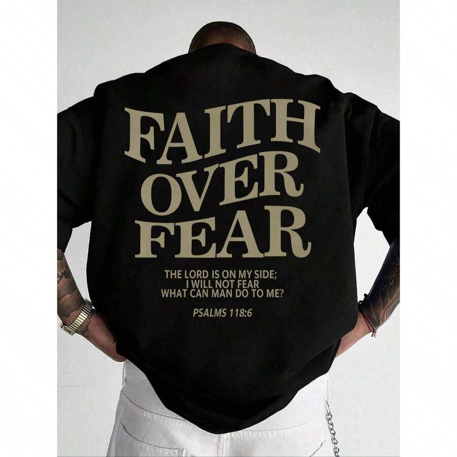 [% Cotton] Cotton Short Sleeve -Shirt Men's Regular Fit Slogan Graphic Round Neck Tee, Casual  Slogan Tees, Comfortable Streetwear Short Sleeve-Shirt Summer, Summer Outfits, To School Clothes, Menswear D -Shirt Men And Women - Black - View 1