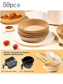 50/100/150/200pcs Universal Air Fryer Liners - Uncoated Heat Resistant Non-Stick Baking Paper, Suitable For Oven And Microwave, Home And Commercial Use, Baking Cooking - Baking Paper - View 9