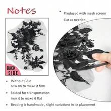 Silvora Colorful Flower Fabric Beaded Lace Applique,3D Embroidered Flower Fabric Patch For Bridal Dress, Handmade Sewing Tool For Wedding DIY Crafts(Black) - Black - 查看 6