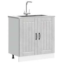 vidaXL Mueble bajo lavabo Lucca gris béton madera ingeniería - Gris - Ver 3