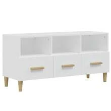 vidaXL Mueble TV blanco 102x36x50 cm madera de ingeniería - Blanco - Ver 2