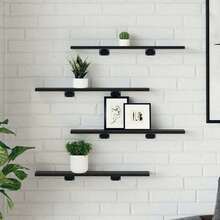 vidaXL 4-teiliges Bücherregal-Set, Schwarz, 60 x 10 x 1,5 cm, Holzwerkstoff - Schwarz - Übersicht 3