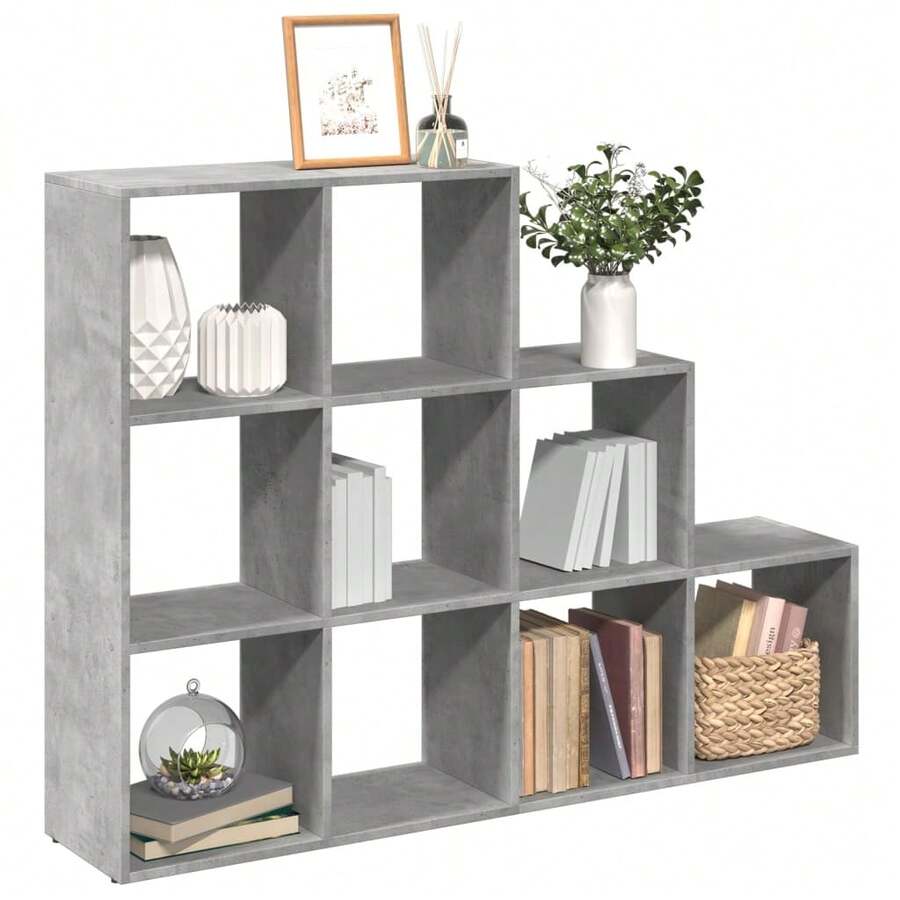 vidaXL Estante separado de pieza de 3 ebenex gris beton - Gris - Ver 1