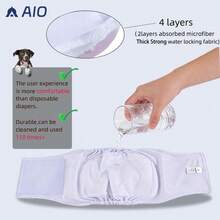 2pcs Reusable Washable Male Dog Diapers, 3pcs Breathable Belly Bands (For Male Dogs In Summer), Male Dog Diapers - Multicolor - View 4