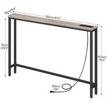 47.2" Skinny Console Table With Power Outlets, 5.9" Behind Couch Table With Charging Station, Narrow Sofa Table, Long Entryway Table For Living Room, Hallway, Foyer, Greige - Xem 8