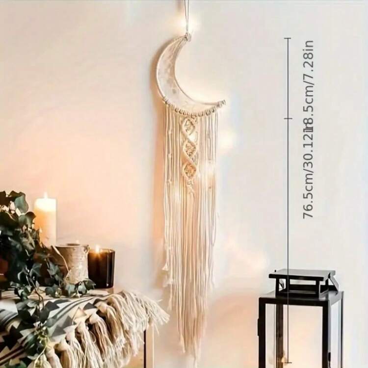 1pc Moon & Star Combination Wall Hanging Decor, Handmade Woven Tapestry Moon Dreamcatcher, Wall Art Decoration For Entryway, Room, Living Room, Home, Bedroom, Backdrop, Holiday, Ramadan Celebration, Moon Decor, Star Decor, Ramadan Decoration, Wedding Decor, New Year Decor, Party Backdrop, School Decor, Art Decor, Suitable As Holiday Gift For Grandparents, Mom, Women - Multicolor - View 10