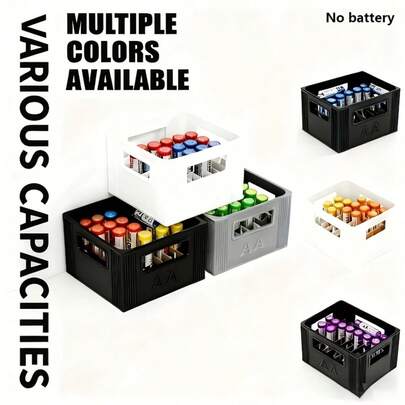 Caja de almacenamiento de baterías AAA/AA - Alta capacidad, 30/20 ranuras, plástico duradero, regalo de Navidad y Halloween, organizador de baterías | Estuche decorativo para baterías | Diseño apilable - Baterías no incluidas - Soporte de baterías