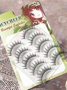 5 Pairs/Box Wispy Natural Looking False Eyelashes, Criss-Cross Sunflower Design, Suitable For Everyday Wear, Office Commute, Messy Yet Elegant Fairy-Like Lashes - Spiky Manga Lashes - View 5