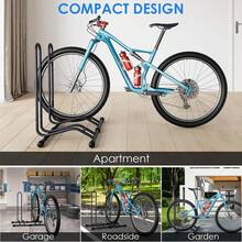 2 Packs Bicycle Floor Rack Bike Parking Stand,Freestanding Double Bike Storage Rack Indoor & Outdoor, Suitable For Mountain Bike, Road Bike, For Bicycle With Wheel Diameter Max 29 Inches - Black - View 3
