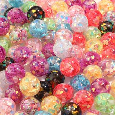 5pcs Of 16mm Colorful Heart-Shaped Glitter Sequins Acrylic Double Layer Design Beads - Suitable For DIY Pens, Necklace Accessories, Bracelet Making Materials