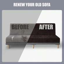 Funda de futn elstica de piel sin brazos, protector de muebles con parte inferior elstica, funda de futn suave y lavable para sof cama X ms grande, chocolate - XGrande06chocolate - Ver 6