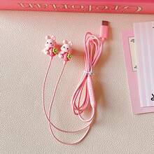 5款全新粉色数码智能耳机可选，完全兼容Type-C接口，可选全入耳式DIY可爱配件（粉色爱心/粉色贝壳/草莓兔等），有线耳机，带音量调节功能、内置麦克风、高清通话手机耳机、音乐耳机。 - 均碼 - 查看 8