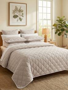 3pcs Solid Light Camel Polyester Bedding Set (1 Bed Skirt + 2 Pillow Shams, Pillow Insert Not Included), Reversible, Soft & Skin-Friendly For Daily Use, Suitable For Master Bedroom, Guest Room, All Seasons, Great Gift, High-End Home Textile, Home Decor - Camel - View 11