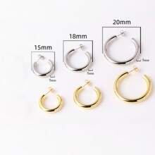 3对14K镀金女士耳环套装（15毫米/18毫米/20毫米），精致C形环耳环/时尚简约女士耳环套装，情人节女士礼物，防过敏首饰，优雅高贵 - 彩色 - 查看 12