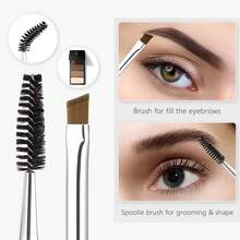 5/1 pieza Cepillo de cejas, Cepillo de pestañas, Doble cabeza, Cepillo de cejas angulado profesional y peine de pestañas, Cepillo de delineador, Varitas de rímel, Brochas de maquillaje y aplicadores para extensiones de pestañas y cejas, Herramientas de maquillaje para llevar fácilmente, Regalos - Multicolor - Ver 3