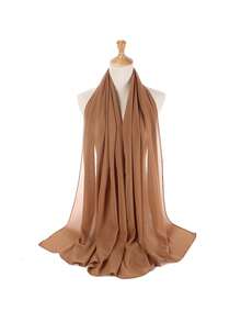 3件套女士纯色珍珠雪纺优雅滚边传统穆斯林头巾套装 - 彩色 - 查看 9